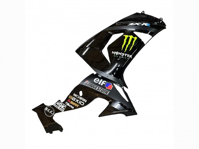2006-2007 Kawasaki ZX10R Motorcycle Fairings - Grey Yellow Glossy Black Monster Elf UK
