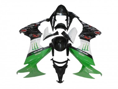 2008-2010 Kawasaki ZX10R Motorcycle Fairings - Glossy Black White Green Monster UK