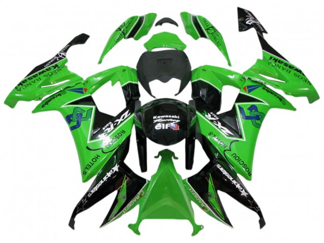2008-2010 Kawasaki ZX10R Motorcycle Fairings - Green Glossy Black Rosciou Hotels UK