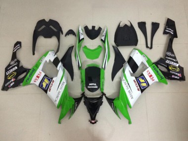 2008-2010 Kawasaki ZX10R Motorcycle Fairings - White Green Glossy Black Motul Neos Banca Petas UK