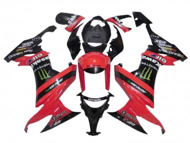 2008-2010 Kawasaki ZX10R Motorcycle Fairings - Red Black Green Monster Elf 27 UK