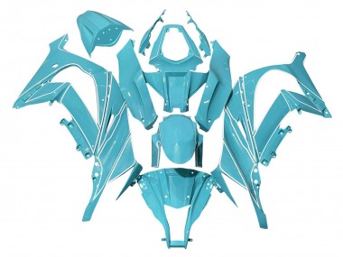 2008-2010 Kawasaki ZX10R Motorcycle Fairings - Light Blue White Lines UK