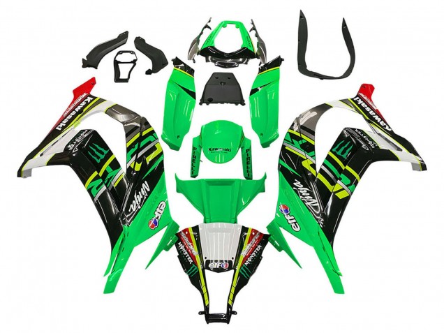 2011-2015 Kawasaki ZX10R Motorcycle Fairings - Green Yellow Black White Elf Monster UK