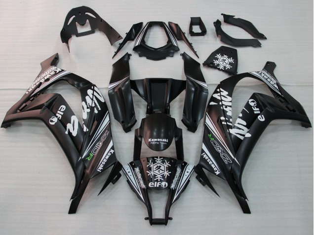 2011-2015 Kawasaki ZX10R Motorcycle Fairings - Glossy Black White Elf Snow Decal UK