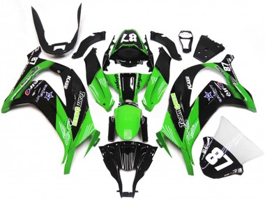 2011-2015 Kawasaki ZX10R Motorcycle Fairings - Green Glossy Black Blue Star Team Green 87 UK