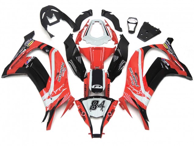 2011-2015 Kawasaki ZX10R Motorcycle Fairings - White Red Glossy Black Pedercini 84 UK