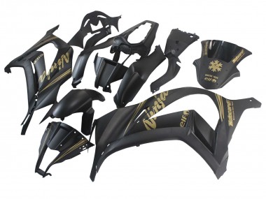 2011-2015 Kawasaki ZX10R Motorcycle Fairings - Matte Black Gold Snow Elf UK