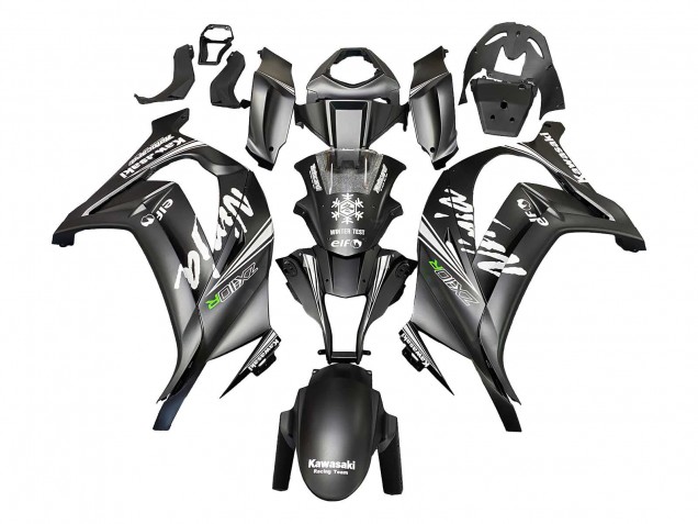 2011-2015 Kawasaki ZX10R Motorcycle Fairings - Matte Black Green Elf UK