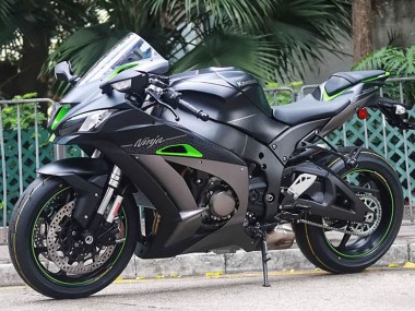2011-2015 Kawasaki ZX10R Motorcycle Fairings - Matte Black Green White Honeycomb UK
