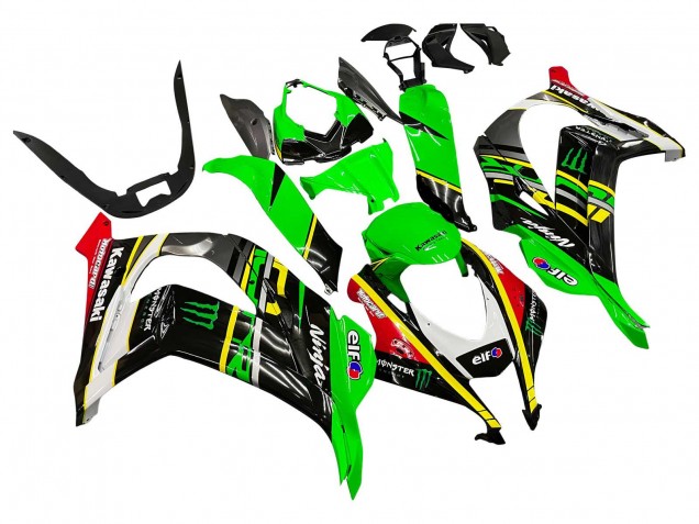 2016-2020 Kawasaki ZX10R Motorcycle Fairings - Green Yellow Red Black Elf Monster UK