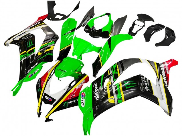2016-2020 Kawasaki ZX10R Motorcycle Fairings - Green Yellow Red Black Elf Monster UK