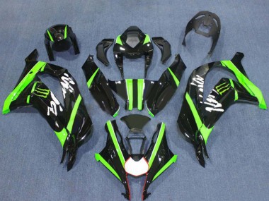 2016-2020 Kawasaki ZX10R Motorcycle Fairings - Glossy Black Green Monster UK