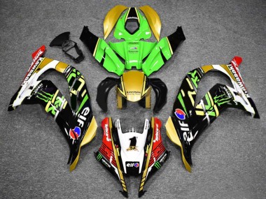 2016-2020 Kawasaki ZX10R Motorcycle Fairings - Green Gold White Red Black Elf Monster UK