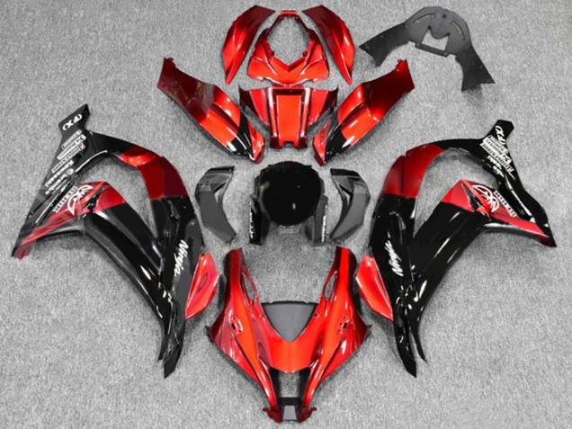 2016-2020 Kawasaki ZX10R Motorcycle Fairings - Red Glossy Black UK