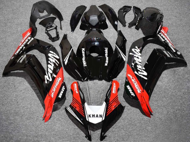 2016-2020 Kawasaki ZX10R Motorcycle Fairings - Glossy Black Red White KHAN Spark UK