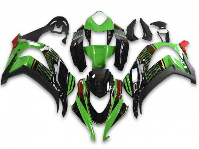 2021-2025 Kawasaki ZX10R Motorcycle Fairings - Green Black Red Honeycomb UK