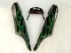 2006-2011 Kawasaki ZX14R ZZR1400 Motorcycle Fairing - Glossy Black Green Flame UK
