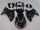 2006-2011 Kawasaki ZX14R ZZR1400 Motorcycle Fairing - Glossy Black Green Flame UK