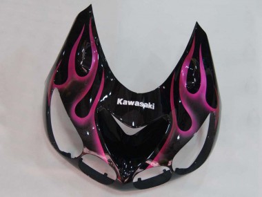 2006-2011 Kawasaki ZX14R ZZR1400 Motorcycle Fairings - Glossy Black Red Pink Flame UK