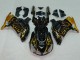 2006-2011 Kawasaki ZX14R ZZR1400 Motorcycle Fairings - Glossy Black Gold Flame UK