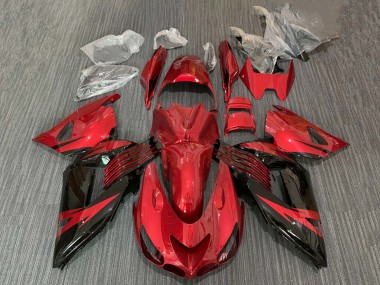 2006-2011 Kawasaki ZX14R ZZR1400 Motorcycle Fairing - Red Glossy Black UK