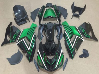 2006-2011 Kawasaki ZX14R ZZR1400 Motorcycle Fairing Kits - Green Glossy Black UK
