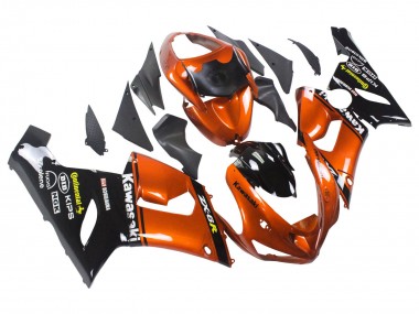 2005-2006 Kawasaki ZX6R Motorcycle Fairing - Orange Black UK