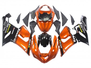 2005-2006 Kawasaki ZX6R Motorcycle Fairing - Orange Black UK