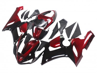 2005-2006 Kawasaki ZX6R Motorcycle Fairing - Red Glossy Black UK