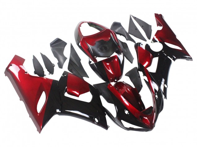 2005-2006 Kawasaki ZX6R Motorcycle Fairing - Red Glossy Black UK