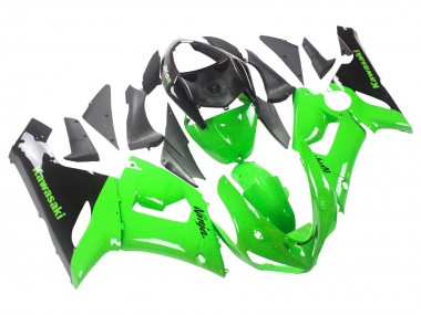 2005-2006 Kawasaki ZX6R Motorcycle Fairings - Green Black Ninja UK