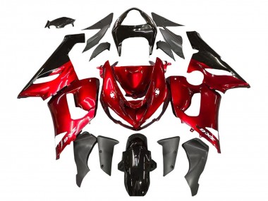 2005-2006 Kawasaki ZX6R Motorcycle Fairings - Red Black UK