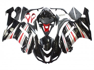 2007-2008 Kawasaki ZX6R Motorcycle Fairings - Black Silver Red Ninja UK