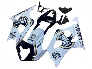 2003-2004 Suzuki GSXR 1000 Motorcycle Fairings - White Black Gold Motul Lucky Strike UK