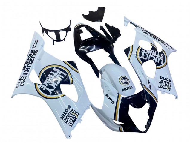 2003-2004 Suzuki GSXR 1000 Motorcycle Fairings - White Black Gold Motul Lucky Strike UK