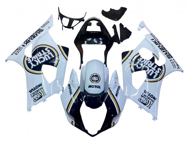 2003-2004 Suzuki GSXR 1000 Motorcycle Fairings - White Black Gold Motul Lucky Strike UK