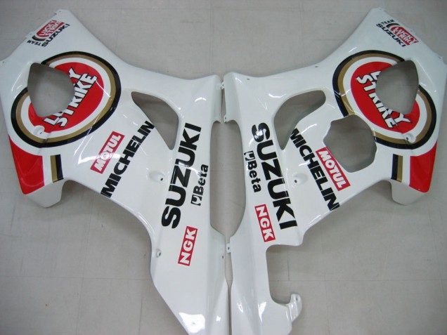 2003-2004 Suzuki GSXR 1000 Motorcycle Fairings - White Red Motul Lucky Strike UK