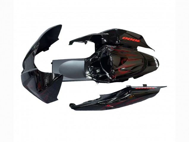 2007-2008 Suzuki GSXR 1000 Motorcycle Fairings - Black Red Flame UK