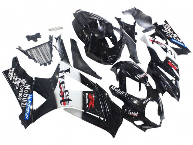 2007-2008 Suzuki GSXR 1000 Motorcycle Fairings - Glossy Black White West UK