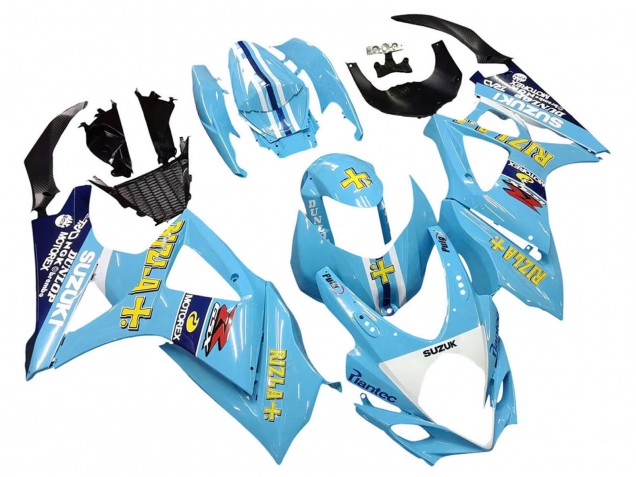 2007-2008 Suzuki GSXR 1000 Motorcycle Fairings - Light Blue Yellow Black Motul Rizla UK