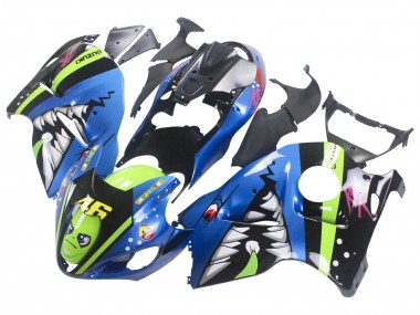 1996-2007 Suzuki GSXR 1300 Hayabusa Motorcycle Fairings - Blue Green Shark 46 UK