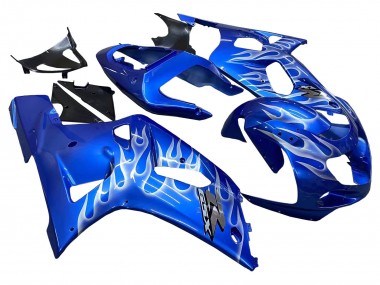 2001-2003 Suzuki GSXR 600 / GSXR 750 Motorcycle Fairings - Blue with White Flame UK