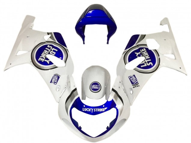 2001-2003 Suzuki GSXR 600 / GSXR 750 Motorcycle Fairings - White Blue Lucky Strike UK