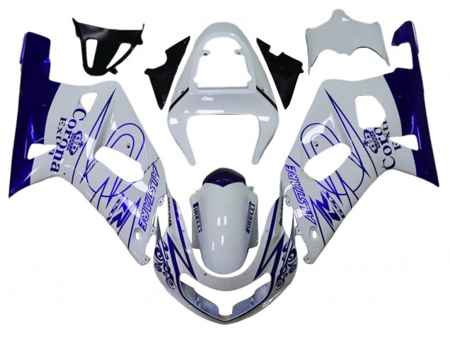 2001-2003 Suzuki GSXR 600 / GSXR 750 Motorcycle Fairings - White Blue Corona Alstare UK
