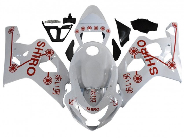 2001-2003 Suzuki GSXR 600 / GSXR 750 Motorcycle Fairings - White Red Shiro UK