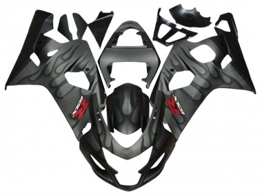 2004-2005 Suzuki GSXR 600 / GSXR 750 Motorcycle Fairings - Grey Black Flame UK