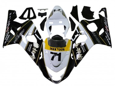 2004-2005 Suzuki GSXR 600 / GSXR 750 Motorcycle Fairings - White Black Yellow Dark Dog 71 UK