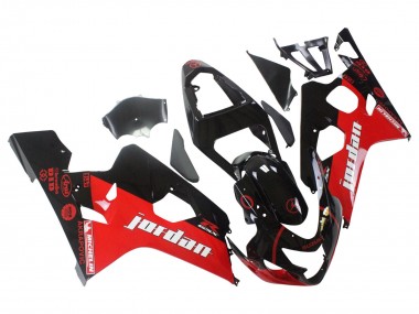 2004-2005 Suzuki GSXR 600 / GSXR 750 Motorcycle Fairings - Glossy Black Red Jordan Michelin UK