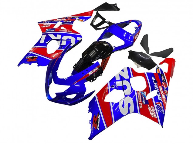 2004-2005 Suzuki GSXR 600 / GSXR 750 Motorcycle Fairings - Blue Red Black Motul Dunlop UK
