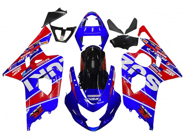 2004-2005 Suzuki GSXR 600 / GSXR 750 Motorcycle Fairings - Blue Red Black Motul Dunlop UK